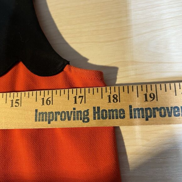 Victoria Beckham Orange Black Retro High Neck Shift Dress S Modest Classy Demure - Picture 8 of 11